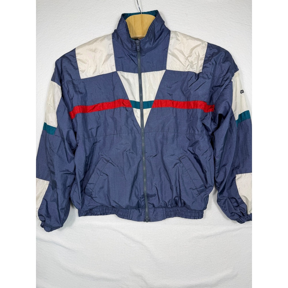 Wilson Windbreaker Jacket Mens Large Blue Colorblock Vintage 90s Full Zip